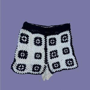 Black and White Crochet Shorts